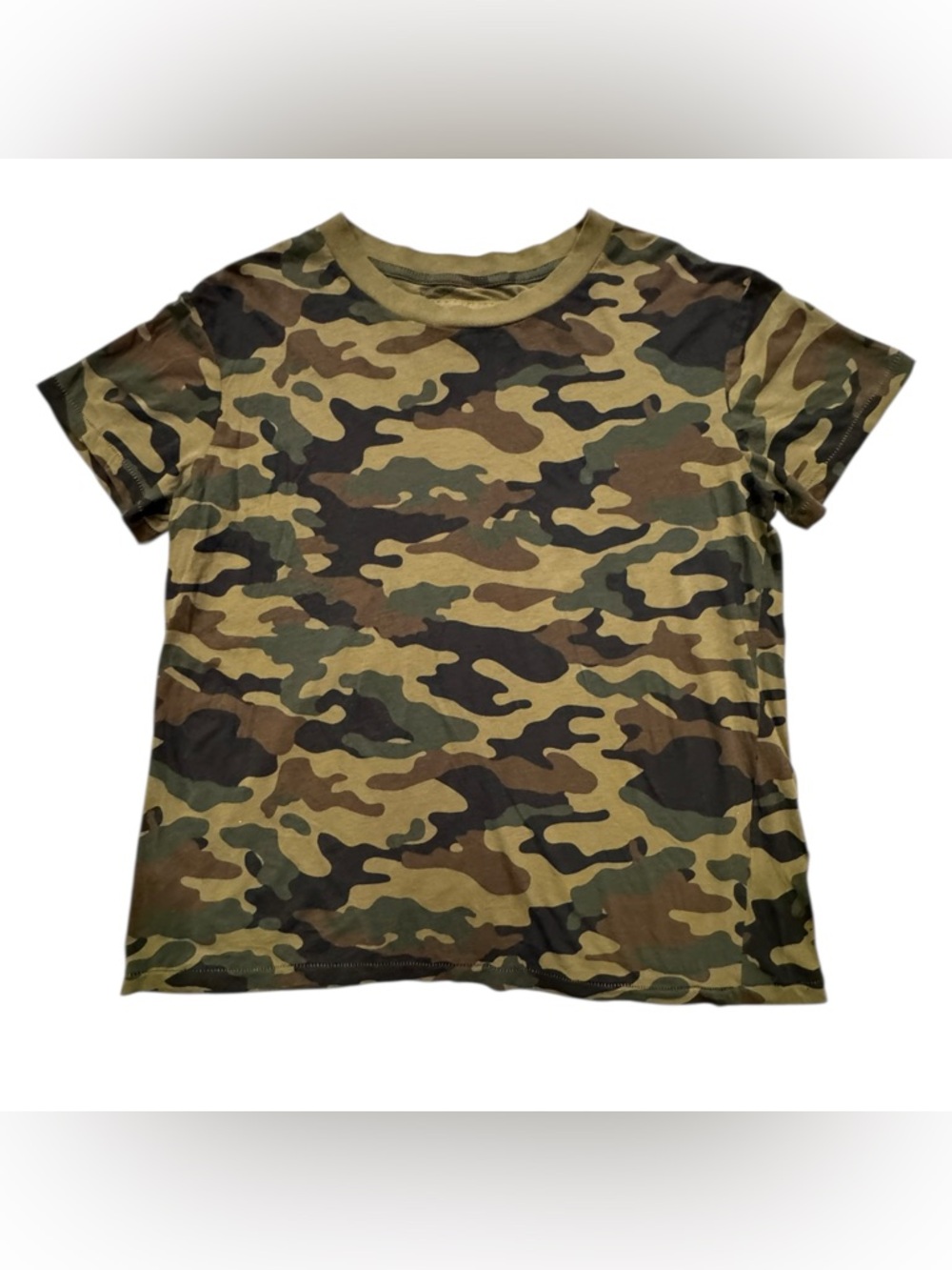 Nili Lotan Camo Print Tee Designer 100% Cotton Made in USA Size Small
